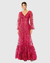 Pink Puff Sleeve A-Line Embroidered Gown - FINAL SALE