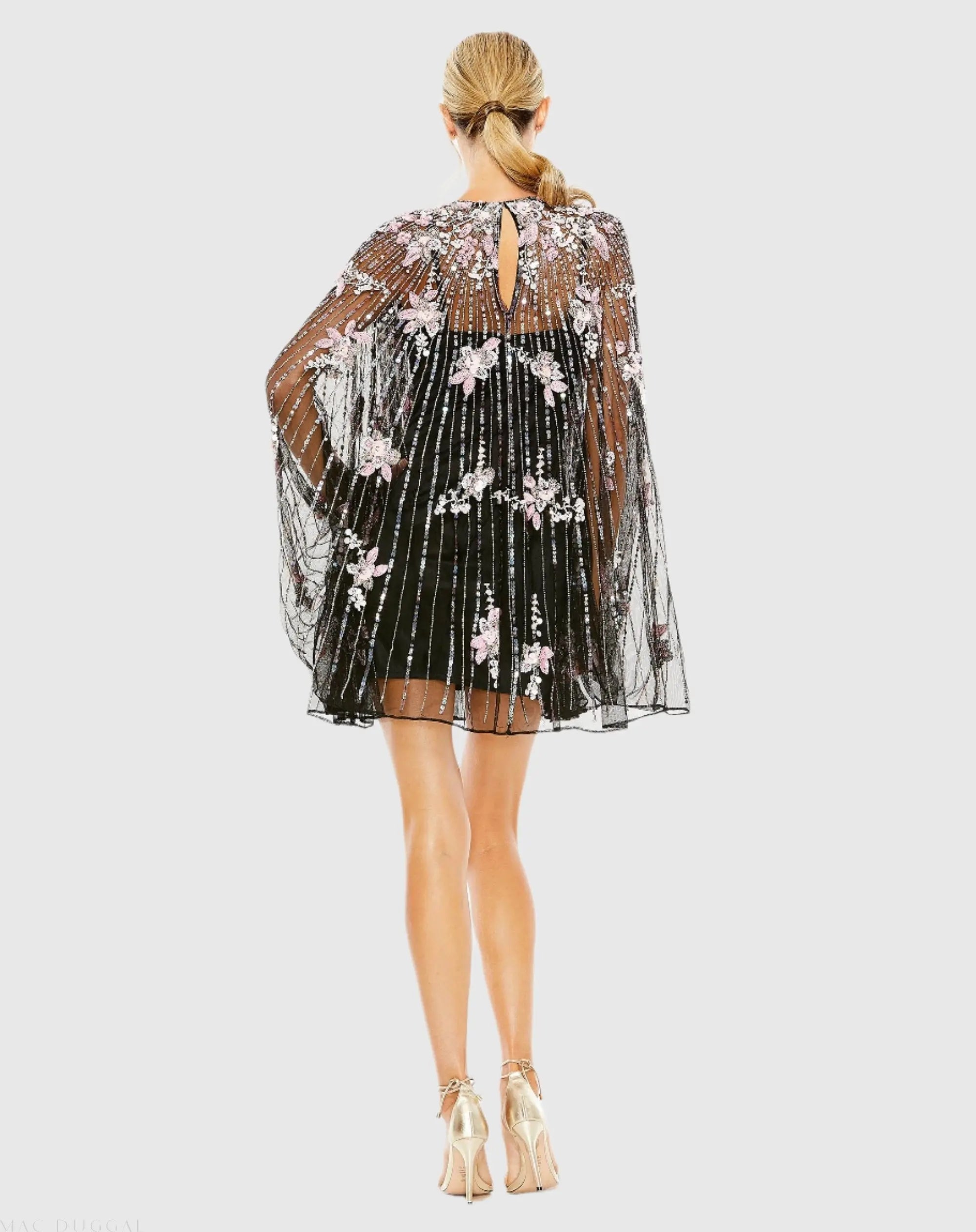 Black High Neck Embellished Trapeze Dress - FINAL SALE