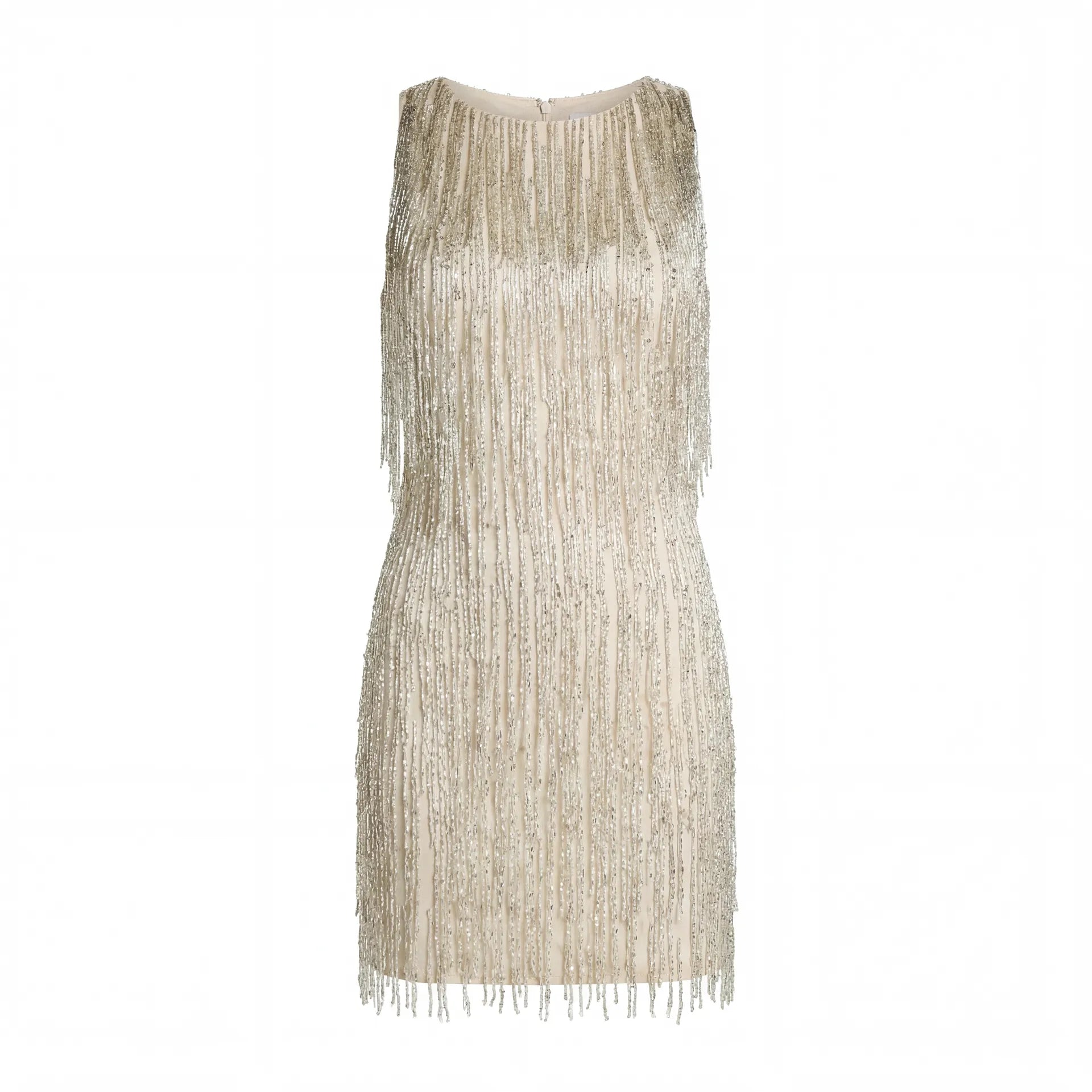 Ivory Beaded Fringe Mini Dress